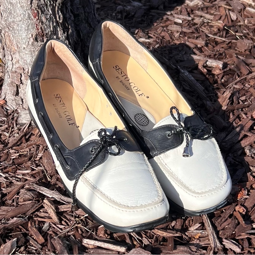 Sesto Golf by Sherry Women's Leather Slip-On Golf Shoes Size 8 W Good Condition